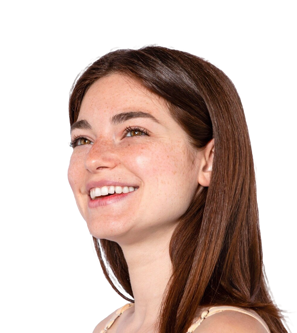 Happy patient with dental implants